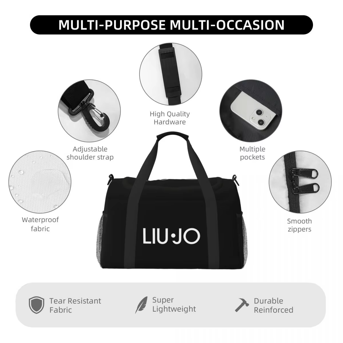 Sac de voyage portable Liu-Jo, sac de sport et de fitness de grande capacité, sac de voyage à bandoulière