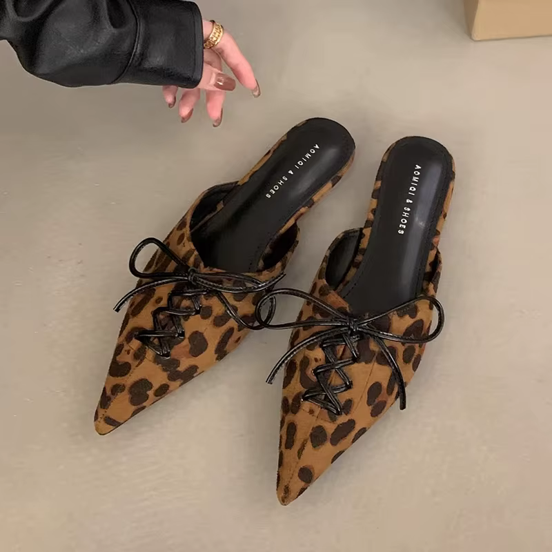 Sandales à talons pour femmes motif léopard