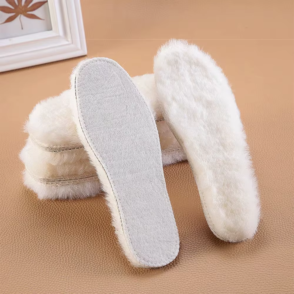 Semelles intérieures en molleton en peau de mouton véritable  Hommes Femmes Semelle intérieure d’hiver en cachemire épais thermique en laine véritable pour Chaussures Semelles intérieures pour bottes 