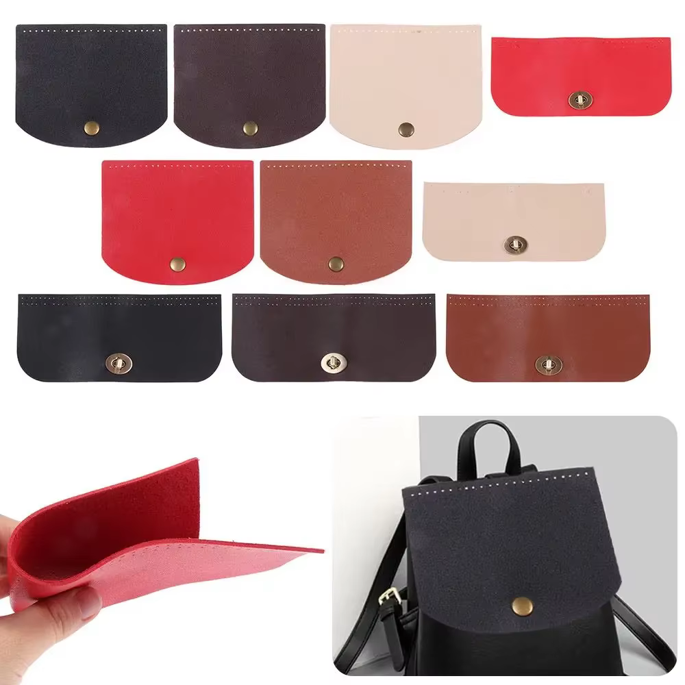 Pièces de sac bricolage fait à la main en cuir PU rabat matériel sac rabat couverture pour sac tricoté