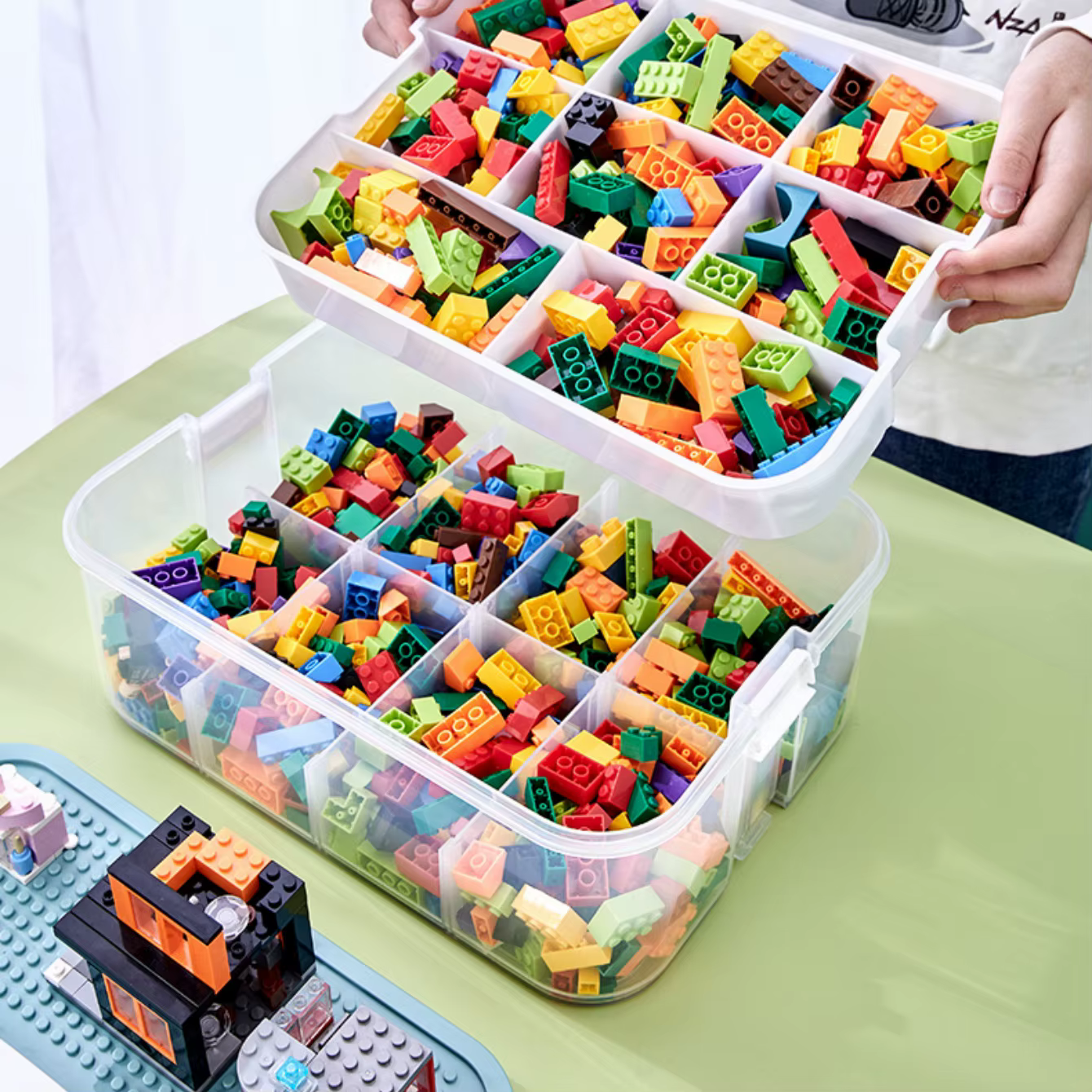 Boîte de rangement pour jouets Lego, empilable, avec couvercles, bacs ajustables, conteneurs de rangement pour Lego