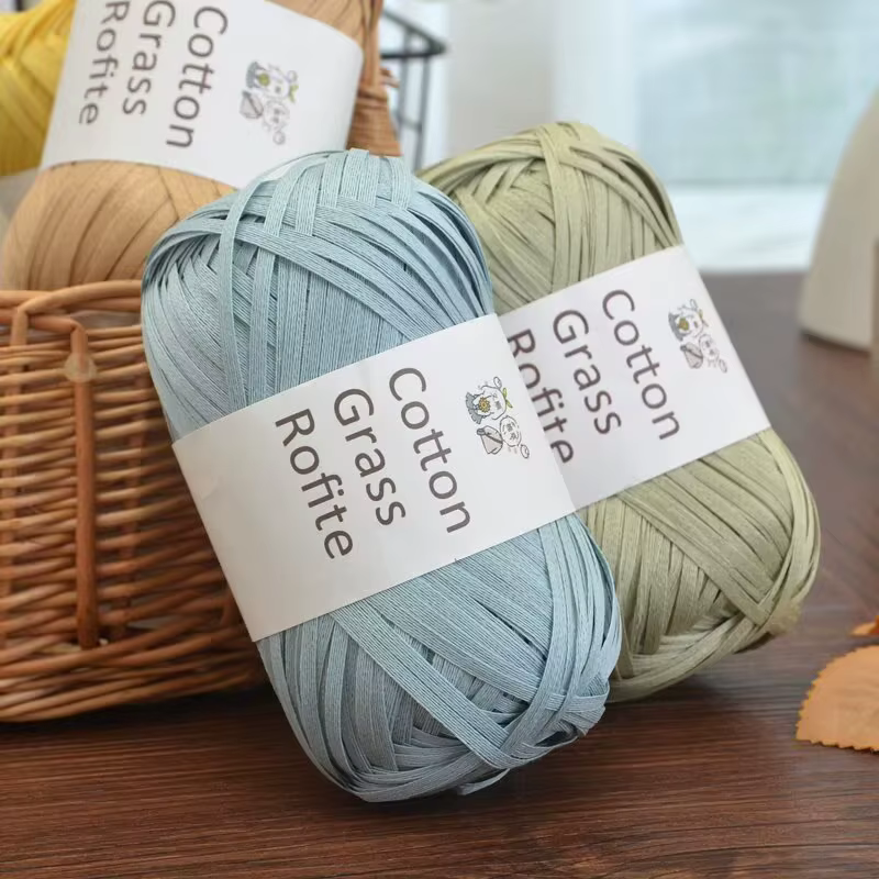 Fil de raphia tressé 50g 102M pour sacs DIY, fil de coton et paille, fil de raphia pour chapeaux de paille d'été faits main