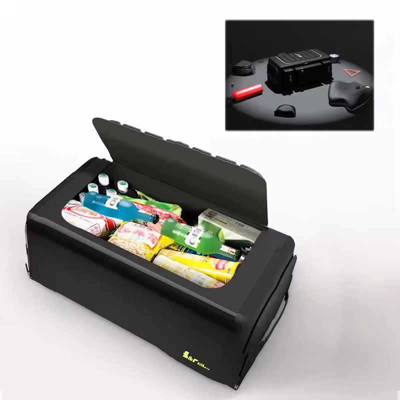 Organisateur de rangement de coffre de voiture avec couvercle, organisateur universel de coffre de voiture, boîte de rangement de 70l, organisateur pliant en tissu Oxford