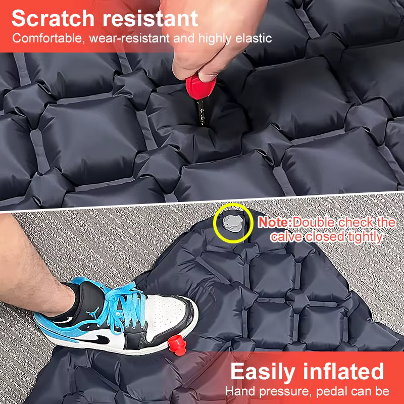 Camping en plein air Gonflable Matelas Couchage Pad Avec Oreillers Ultra Léger Air Mat Intégré Gonfleur Pompe Randonnée