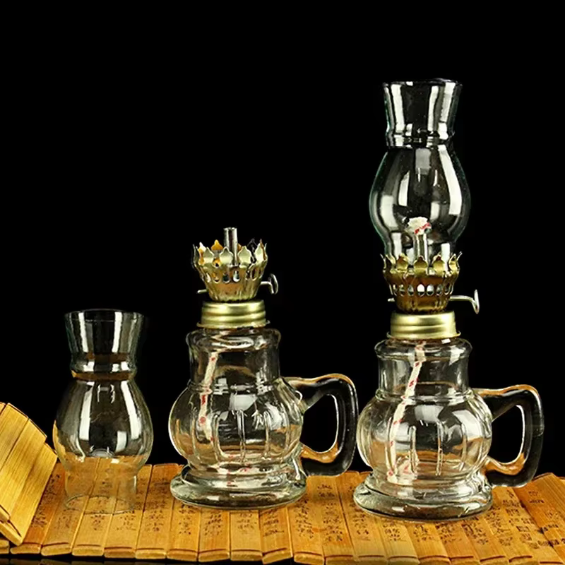 Lampe à kérosène Vintage avec couvercle en verre