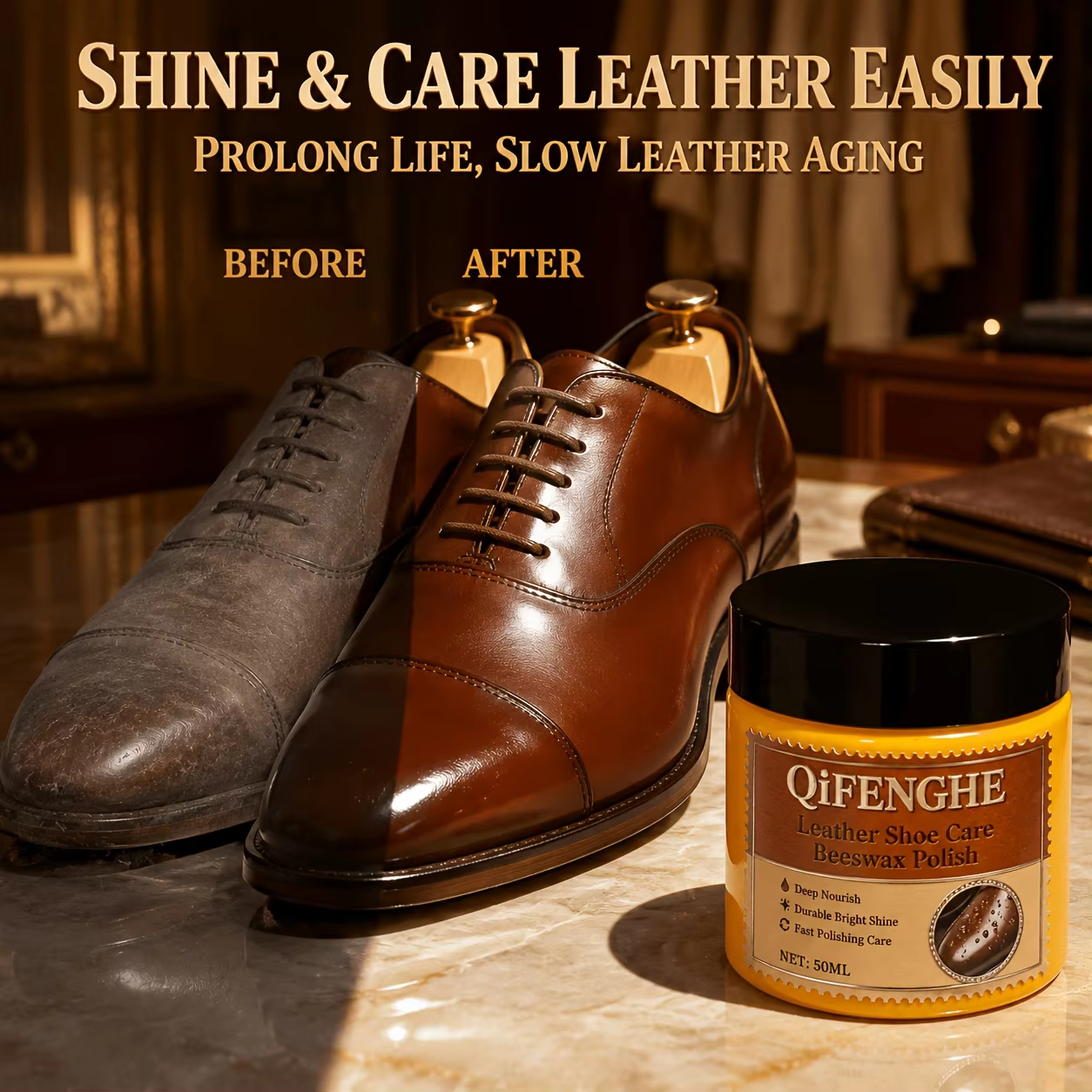 Crème de cire d'abeille pour l'entretien des chaussures en cuir