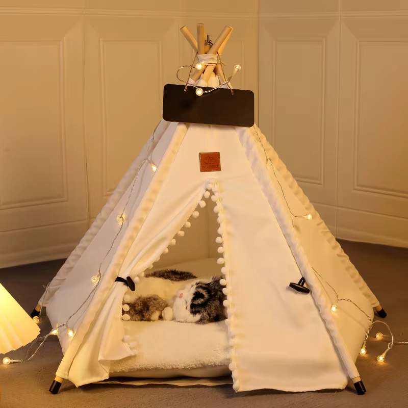 Tente tipi d'hiver pour animaux de compagnie avec coussin double face