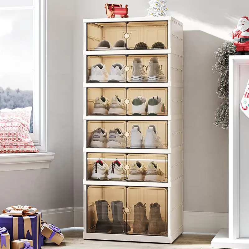 Armoire à chaussures anti-poussière pour la maison, aucune installation requise, boîte à chaussures pliante transparente pliable, boîte de rangement de chaussures de grande capacité