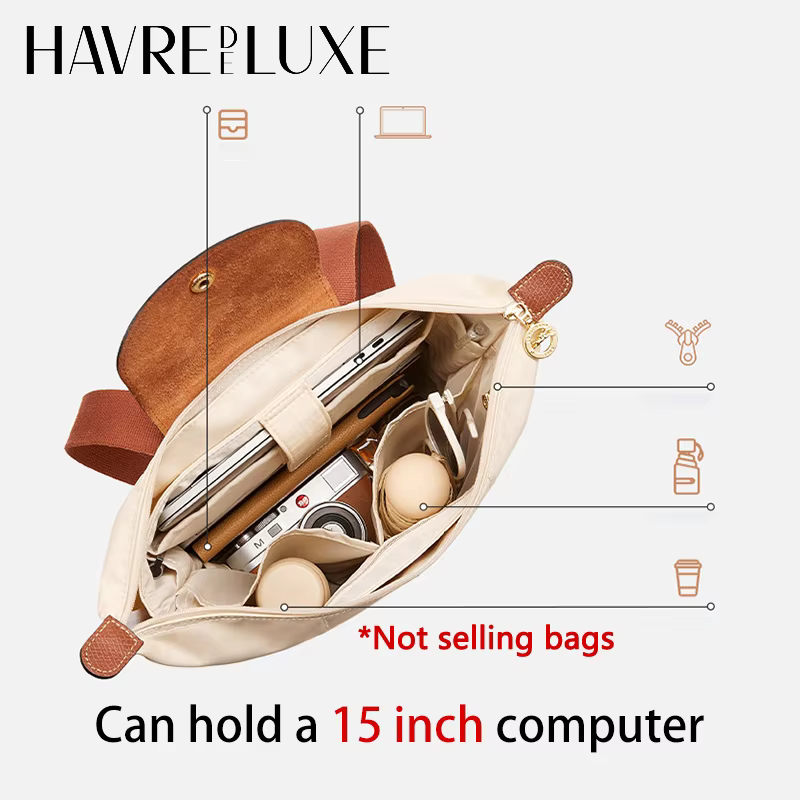 Organisateur de sac pour sac à dos Longchamp, pour ranger un ordinateur et une bouteille d'eau, facile à retrouver, en nylon durable, accessoires de sac.