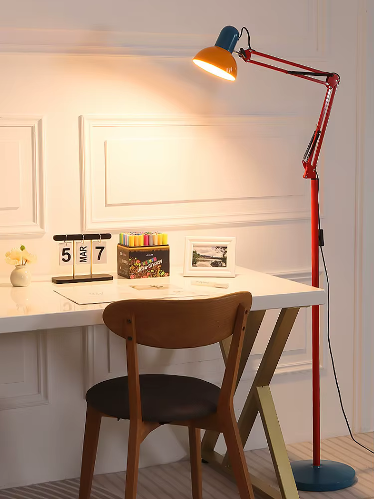 Lampe de sol LED moderne en métal E27, lumière tricolore pour salon, chambre à coucher, décoration intérieure créative, lampe de sol télescopique