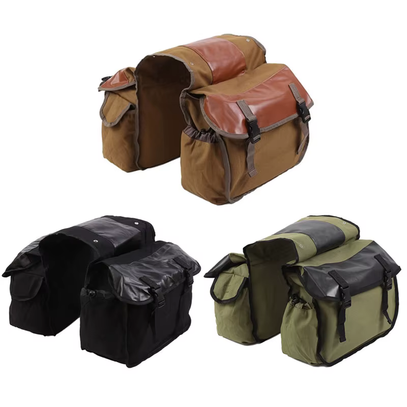 Sac de moto rétro en toile résistante à l'usure