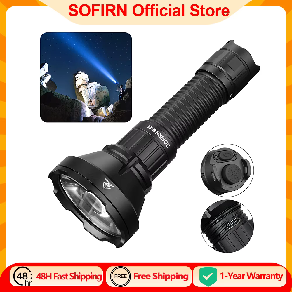 Sofirn SF26 21700 lampe de poche tactique 2000lm 964m longue portée USB C torche Rechargeable avec Double interrupteur