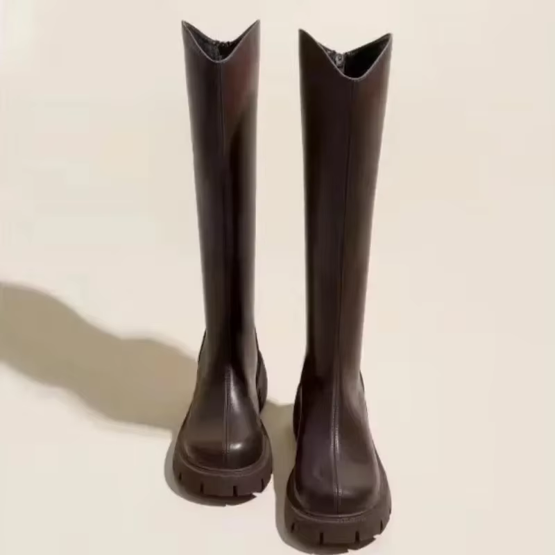 Hiver 2025 automne plate-forme bottes longues pour femmes imperméable grande taille chaud qualité Pu tendance nouveau genou haute arbre chaussures femme