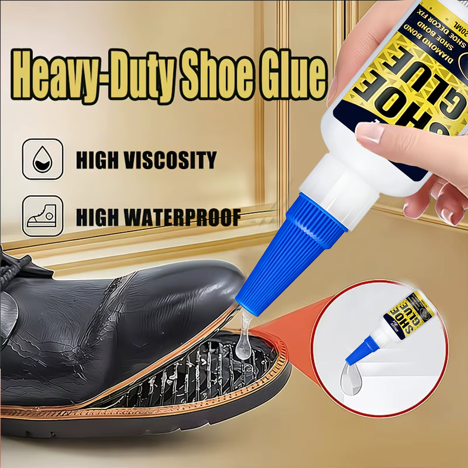 Colle à chaussures super résistante, adhésif professionnel à séchage rapide pour la réparation de chaussures en cuir, baskets, bottes, semelles cassées ou détachées