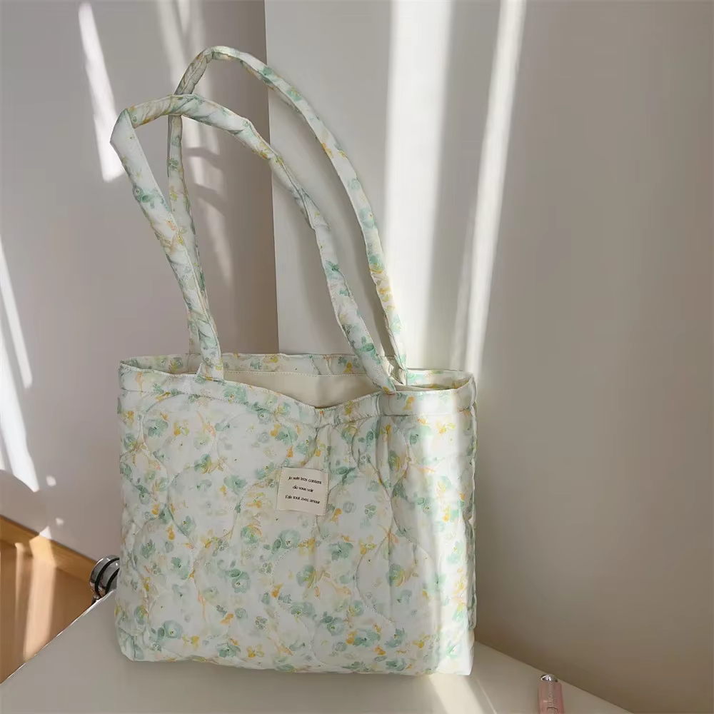 Sac fourre-tout en coton fleuri pour femme, sac à main ChimChic, sac à poignée supérieure gonflé, sac matelassé, sacs shopper de créateur initiés