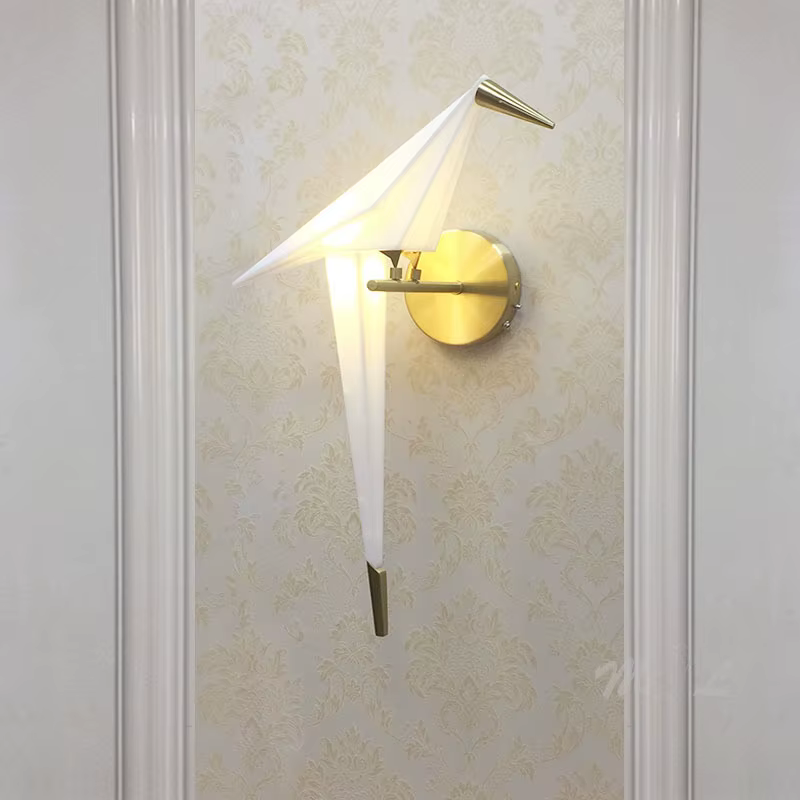 Nordique allée oiseau lampe à côté de la applique Led maison déco mur + lampes papier grue