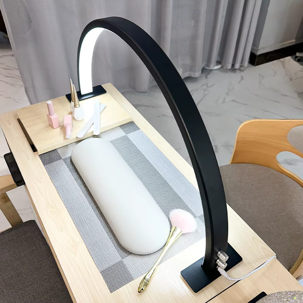 Nouvelle Lampe Demi-Lune 50W pour Ongles avec Interrupteur Rotatif 29 pouces, Lampe de Bureau pour Ongles, Salon de Beauté, Cils, Manucure, Lumière LED Demi-Lune Dimmable
