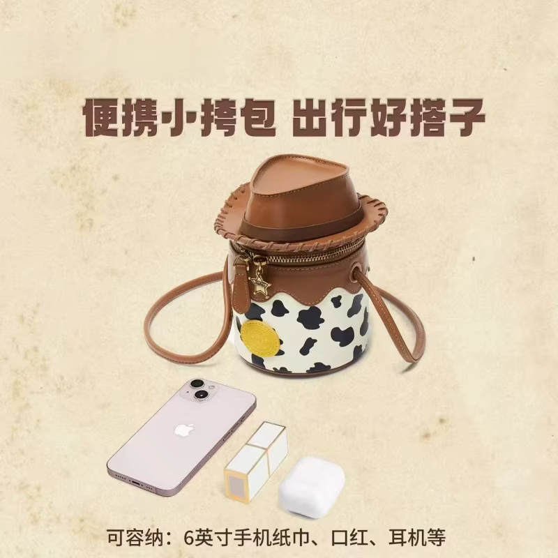Sac fourre-tout double face style western Woody de Toy Story, sac à bandoulière vintage grande capacité, nouveau modèle mini sac à dos seau, cadeaux