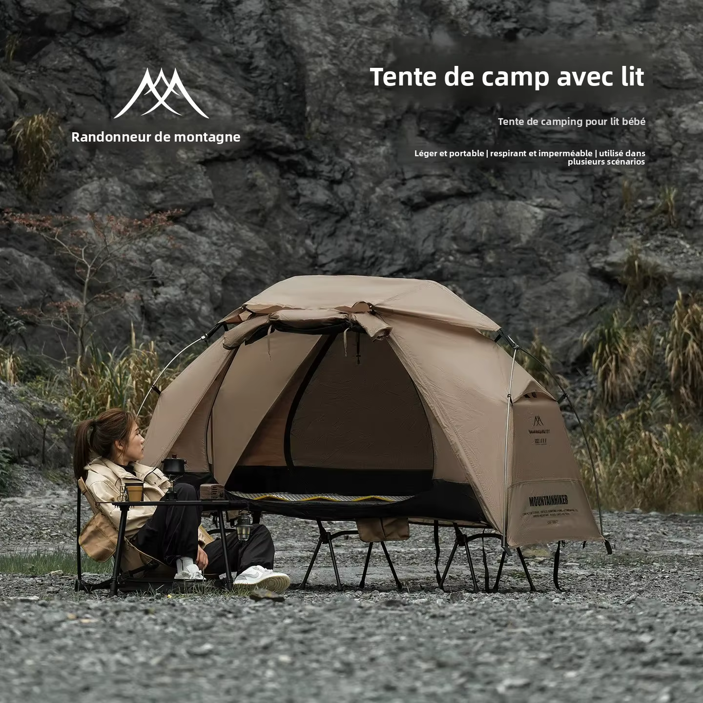 Tente de camping ultra-légère Mountainhiker avec tente intérieure indépendante, abri de tente extérieur imperméable, respirant et anti-moustiques