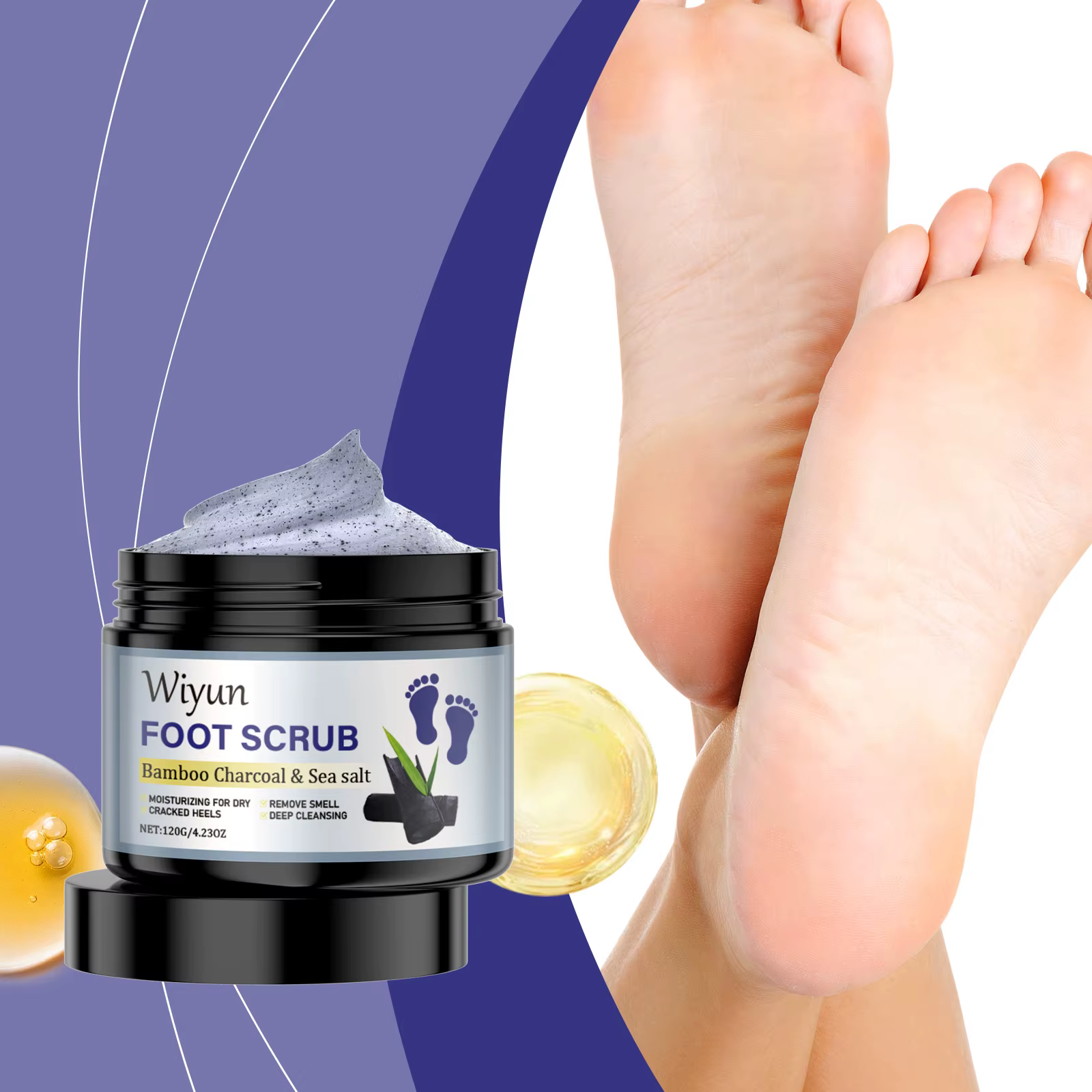Gommage exfoliant pour les pieds au charbon de bambou