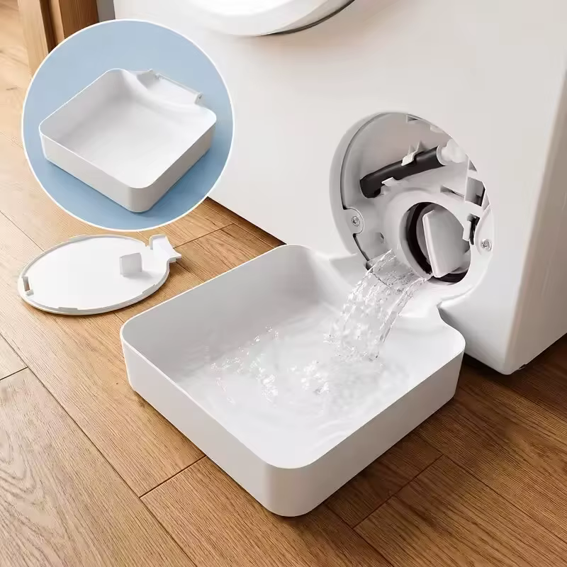 (Blanc/Noir) Bac de récupération des eaux de lavage pour machine à laver, filtre anti-fuite, accessoire de buanderie