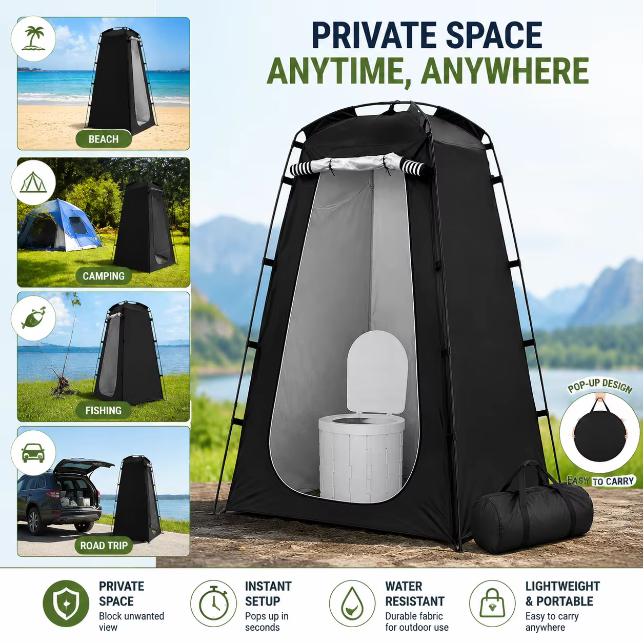 Tente portable pliable avec toilettes intégrées pour une intimité garantie