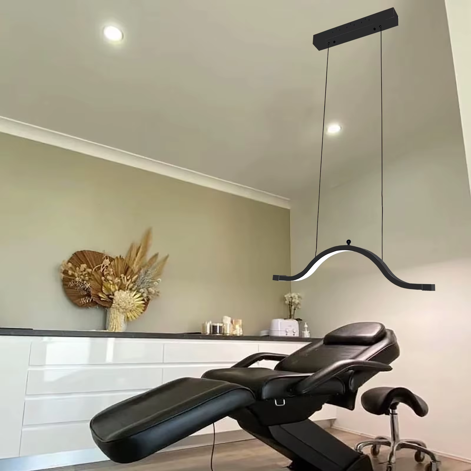 Lampe LED suspendue demi-lune et nuage, montage au plafond, pour maquillage, cils, Nail Art, hauteur réglable, 3 températures de couleur