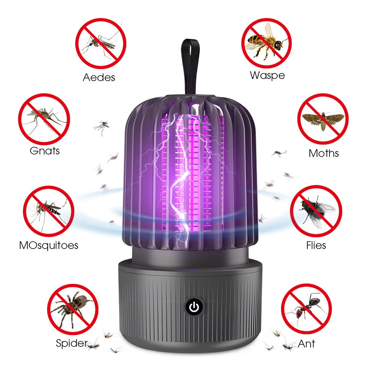 Lampe anti-moustiques portable 1200mAh rechargeable par USB