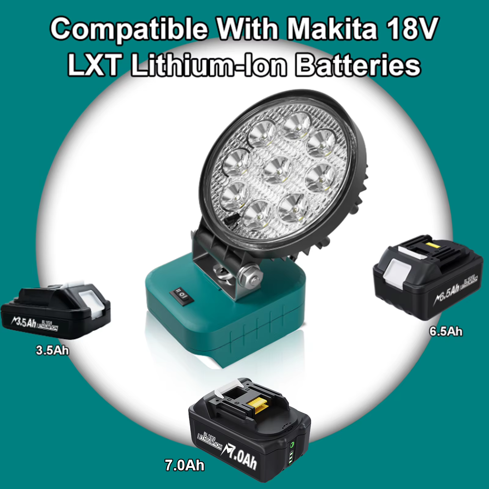 Turpow 27W LED lampe de travail pour Makita 18V batterie BL1830 BL1815 BL1820