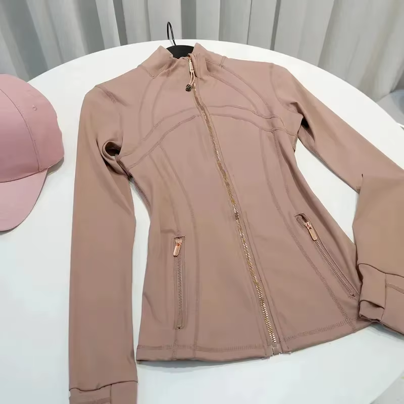 Veste Rose Gold 2025 Troisième Génération Sans Maille Coupe Slim Fine Sport Fitness Yoga Col Montant Vêtement d'extérieur pour Femme
