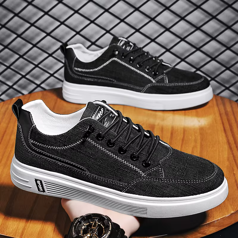 Chaussures décontractées en tissu pour hommes, style classique, tissu doux, antidérapantes, plates, pour les activités quotidiennes en plein air des hommes d'âge moyen.