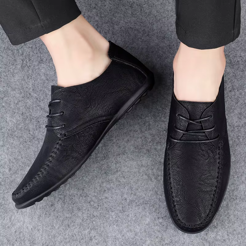 Chaussures en cuir pour hommes semelles souples quatre saisons grande taille chaussures en cuir décontractées mode à la mode fête des jeunes chaussures de conduite polyvalentes