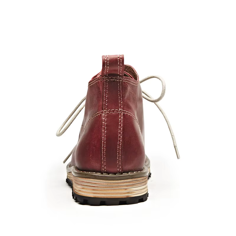 KOWM chaussures de randonnée bottes de marche pour hommes britanniques à semelles épaisses en peau de vache