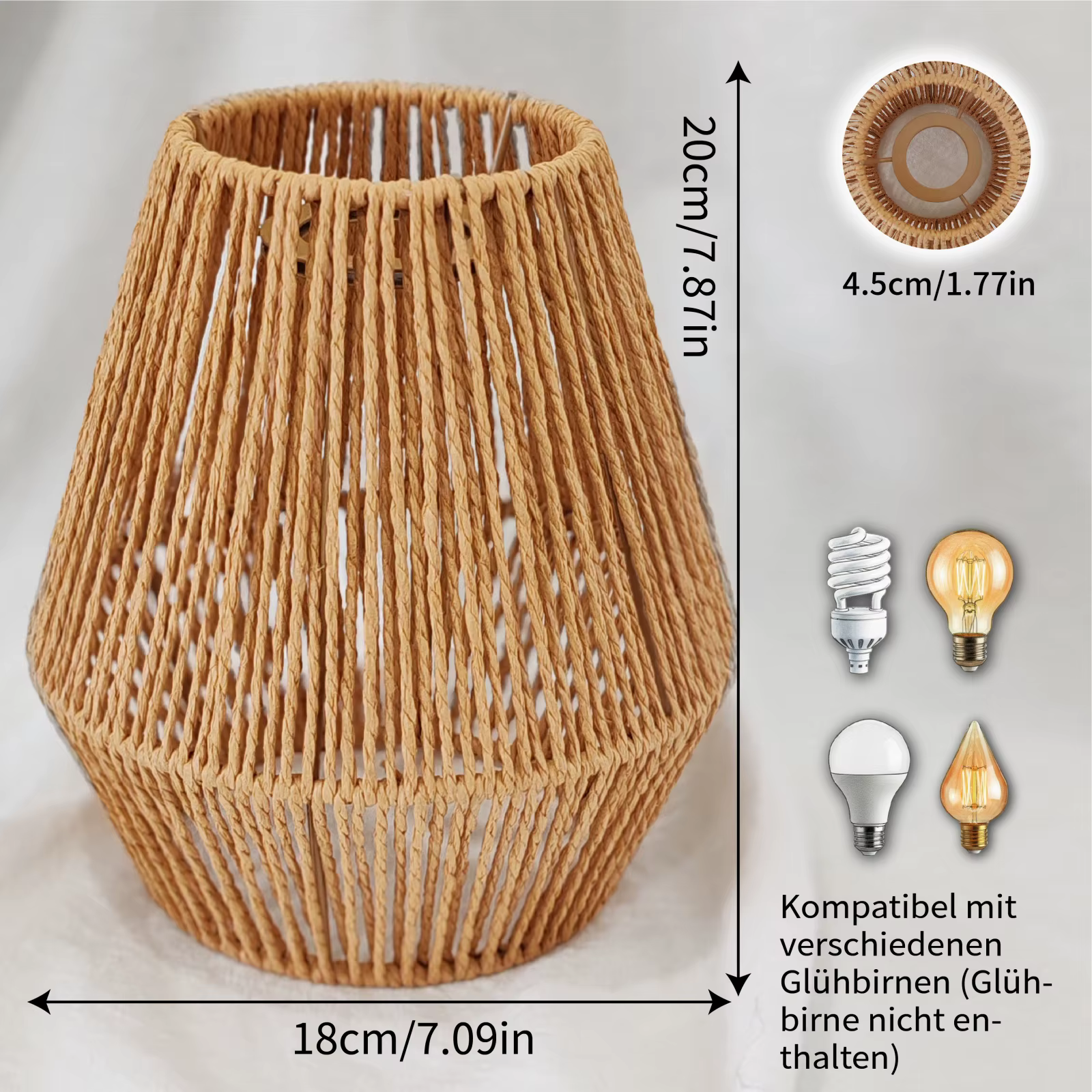 Abat-jour suspendu en rotin tressé bohème - Housse de lampe en macramé artisanale pour salon douillet