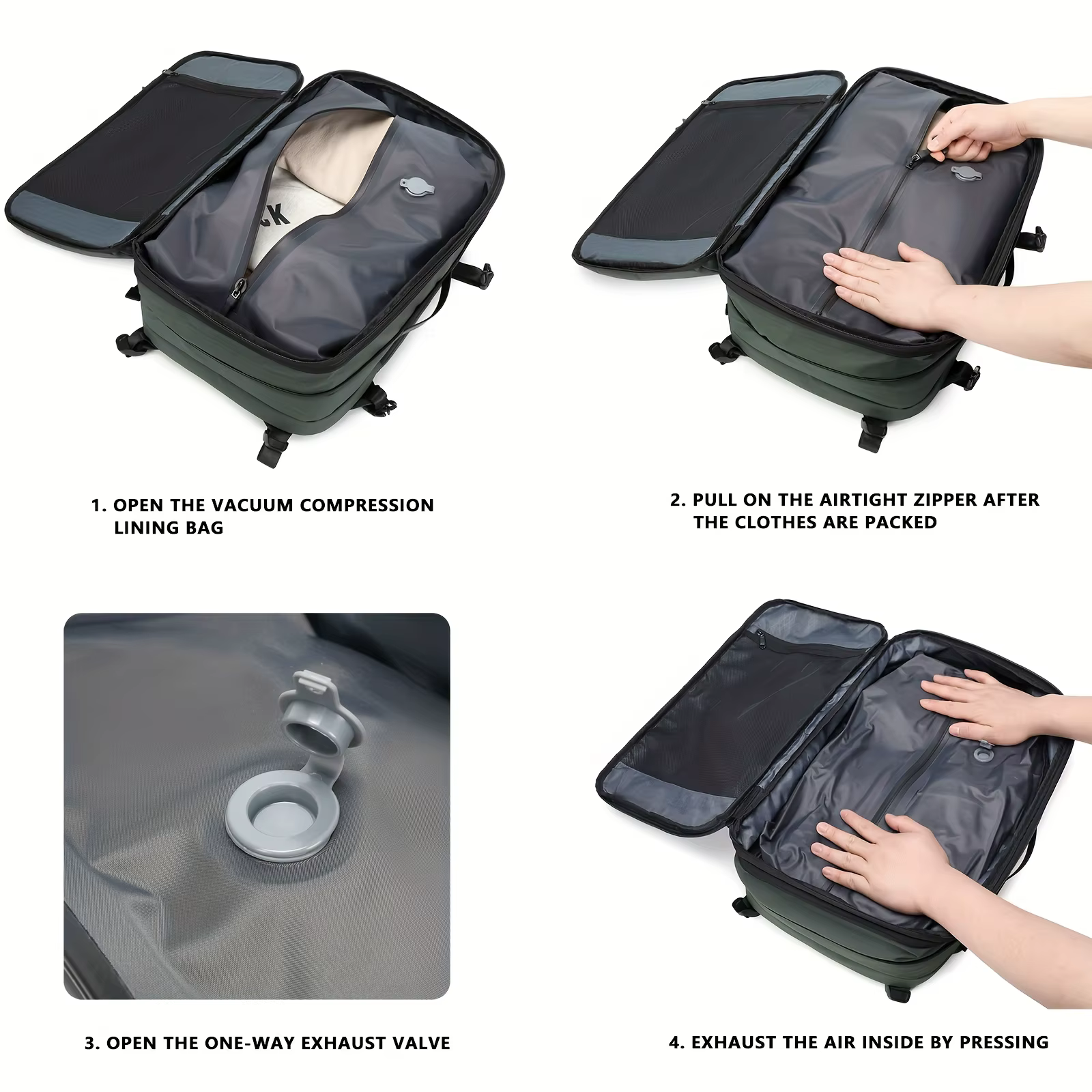 Sac à dos de voyage scellé sous vide