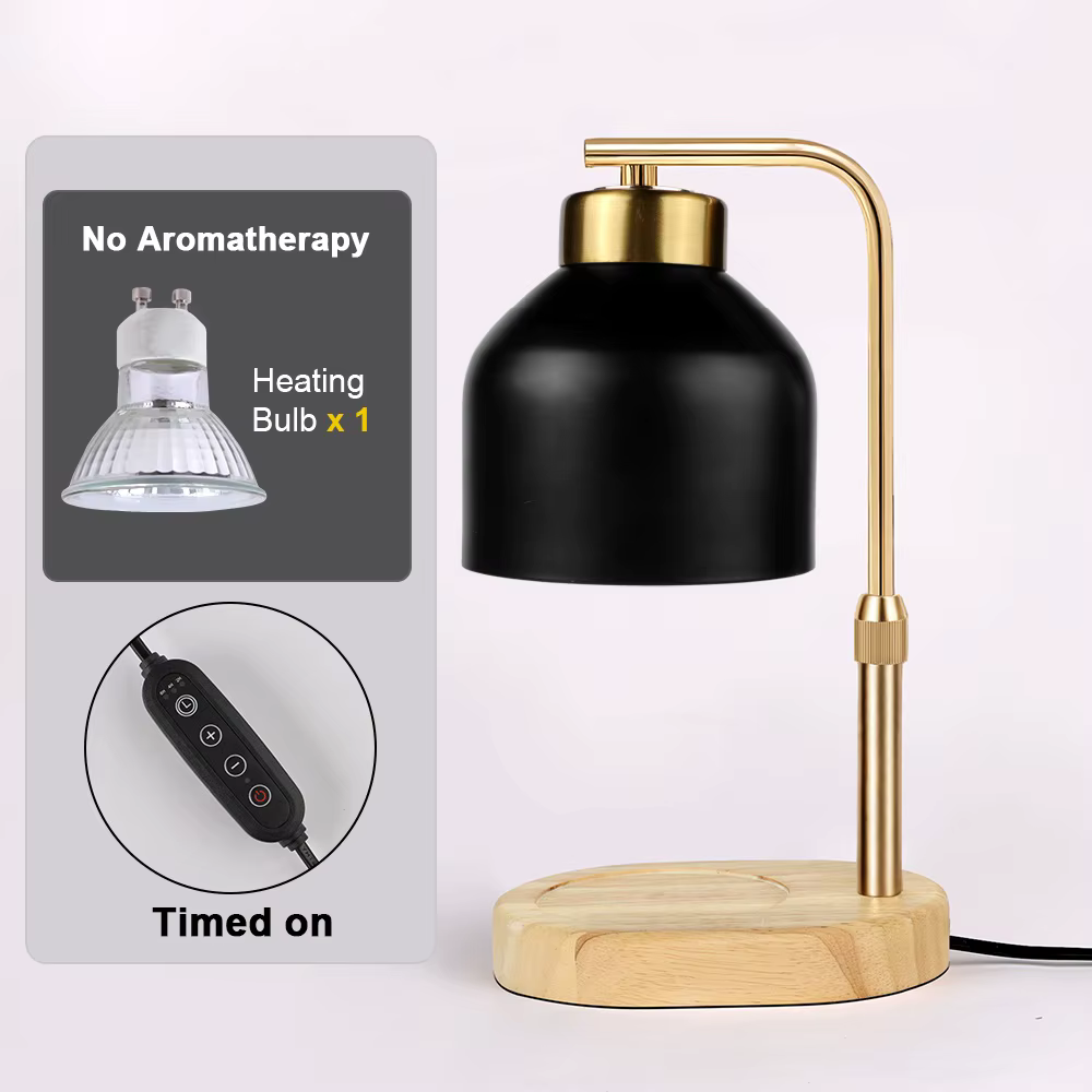 Lampe chauffe-bougie avec minuterie et variateur d'intensité, réglable en hauteur et en luminosité, chauffe-cire électrique noir, idéal comme cadeau de bienvenue pour la maison