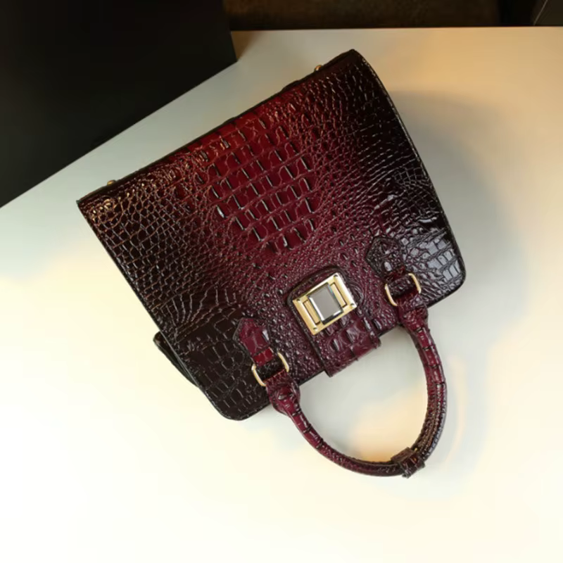 Sac à main pour femme, motif imitation crocodile