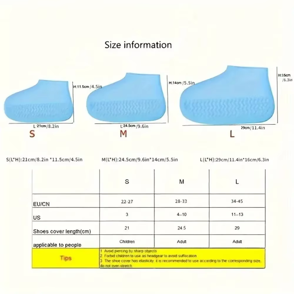 Couvre-chaussures en silicone imperméables antidérapants réutilisables pour les trajets en extérieur