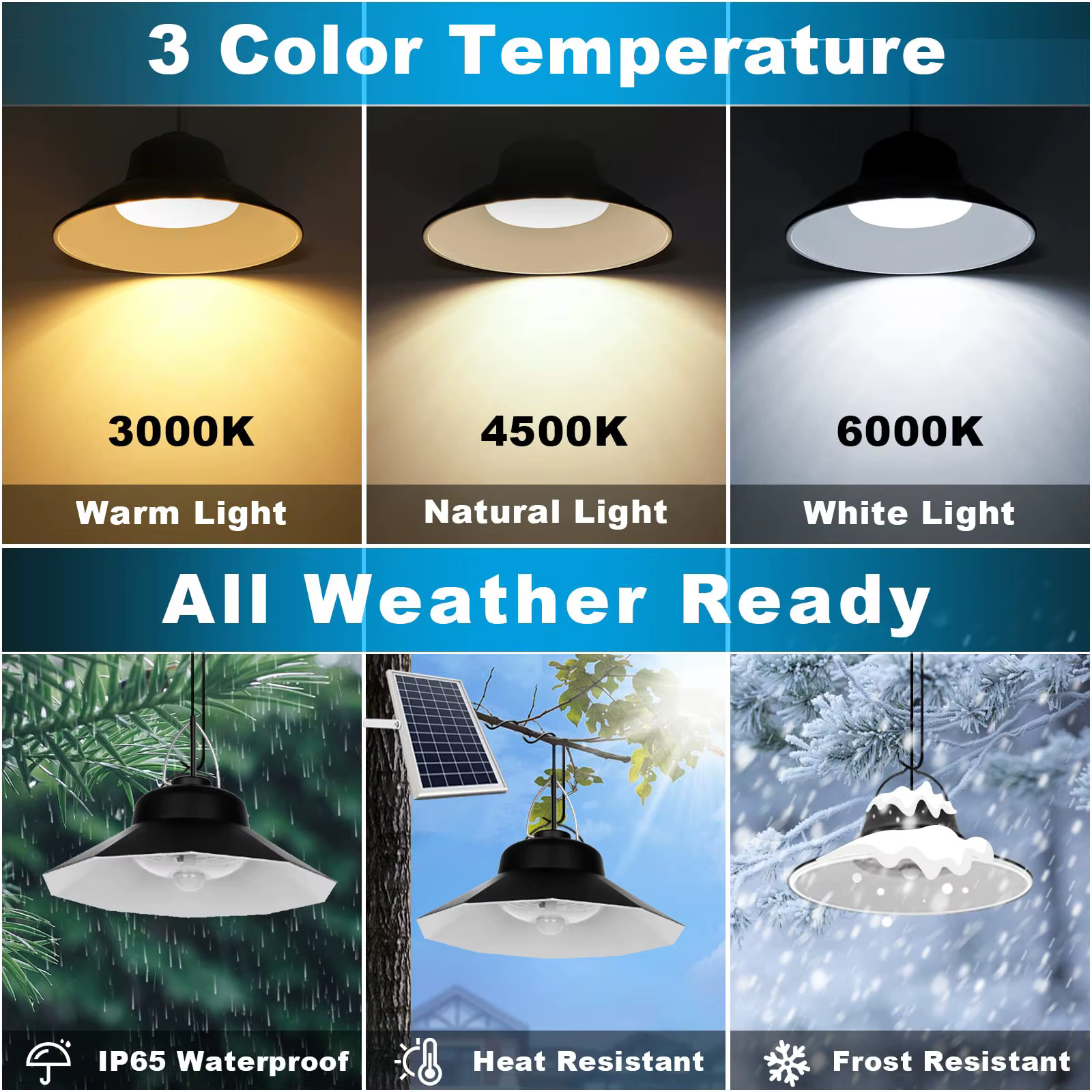 Lampe Solaire Suspendue avec Détecteur de Mouvement