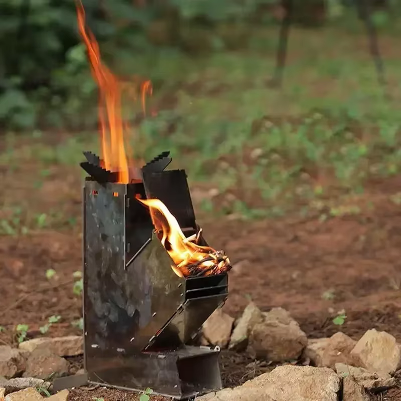 Poêle à bois de Camping pliable en plein air