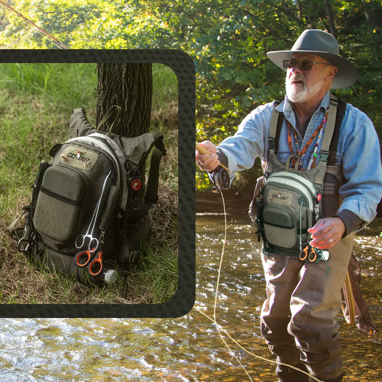 Goture – sac de poitrine pour pêche à la mouche