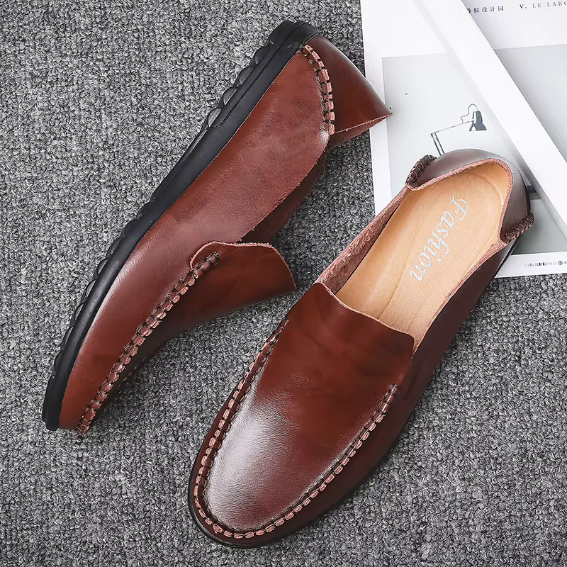 Chaussures pour hommes en cuir véritable souple de haute qualité, mocassins décontractés à enfiler, confortables et paresseux, grandes tailles 47 et plus, souples