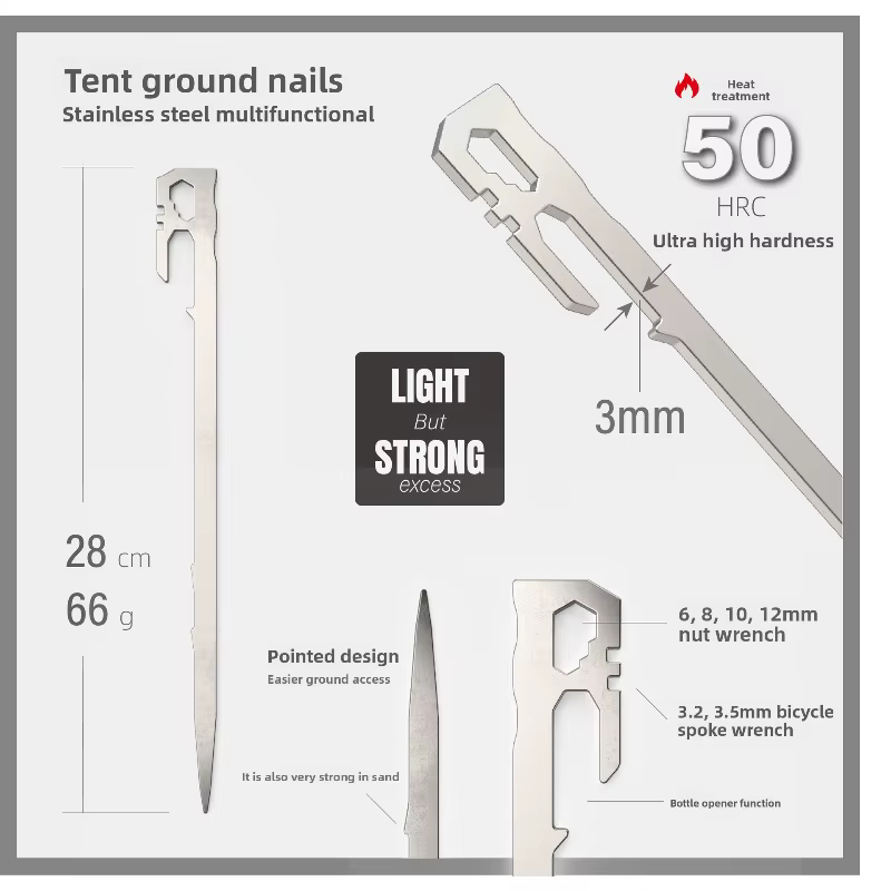 6 piquets de tente, essentiels pour le camping