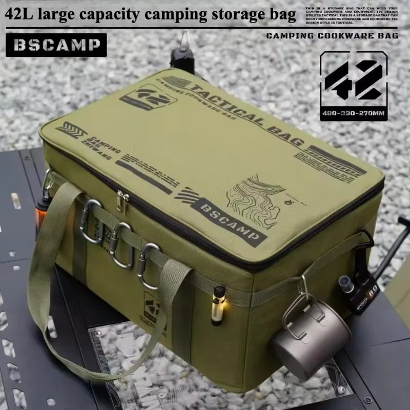 Boîte pliante isolée 42L - Sac de rangement tactique pour le camping - Ustensiles de pique-nique imperméables