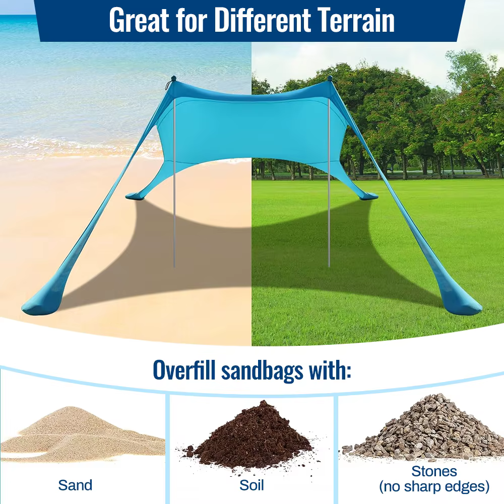 Vente chaude Portable Lycra plage auvent tente Protection UV parasol installation facile abri extérieur pour Camping