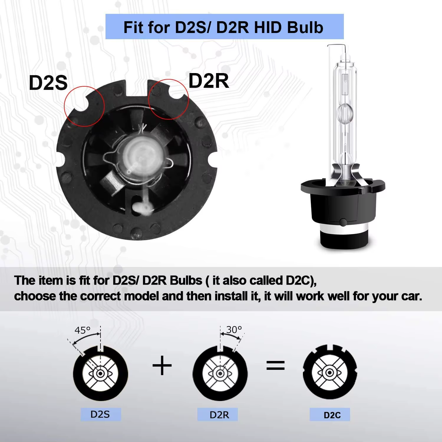 2 ampoules au xénon D2S D2R D4S D4R HID, Kit d'ampoules de phares de voiture, lampe automatique 4300K 5000K 6000K 8000K 10000K 12000K 12V 35W