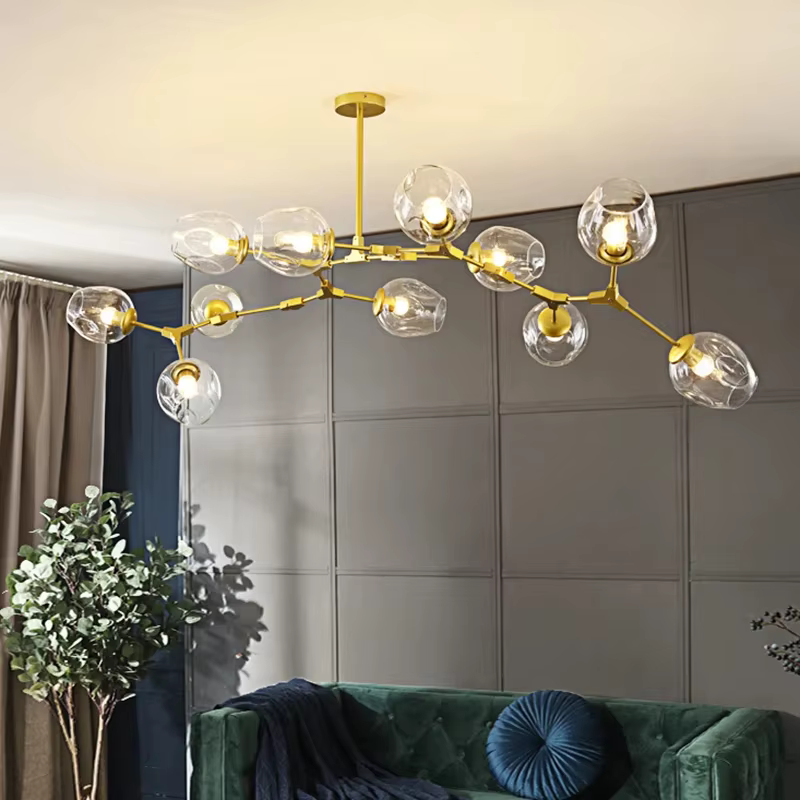 Lustre nordique lustres en verre moderne LED molécule plafond lampes suspendues salon salle à manger décor à la maison suspendus luminaires de cuisine