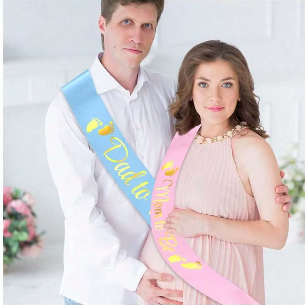 2 écharpes « Future maman » et « Future papa », ceinture à estampage à chaud, fournitures de fête, bretelles