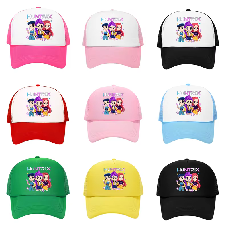 Casquette de baseball unisexe réglable en maille imprimée KPOP Demon Hunters, style décontracté, multicolore, pour cosplay et hip-hop, idéale pour l'extérieur