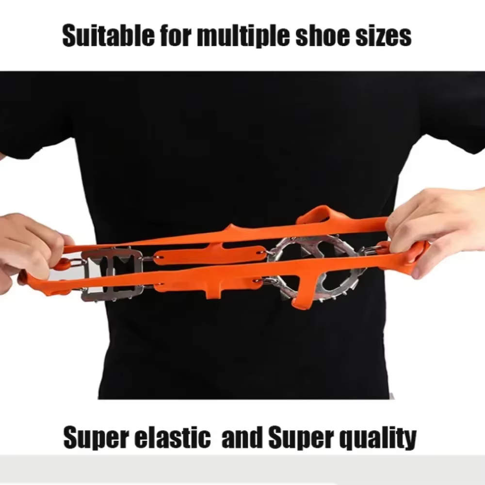 1 paire de Crampons d'escalade professionnels 18 goujons anti-dérapant glace neige chaussures de marche Spike Grip